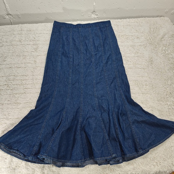 Studio West Dresses & Skirts - VTG Denim Mermaid Midi Skirt Womens M Studio West Cottagecore Praire Cowgirl